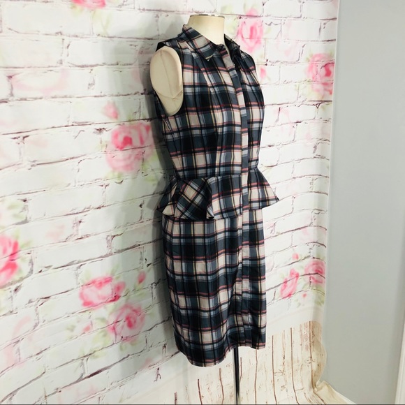 Ali & Jay Sleeveless Plaid Button Down Dress With Peplum Detail, Size M - Picture 5 of 12